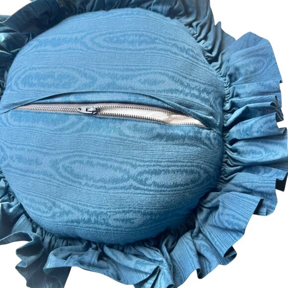 Whale-Themed Round Pillow With Ruffle & Crochet Trim - Picture 4 of 6